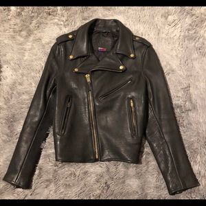 Leather vintage motorcycle biker jacket